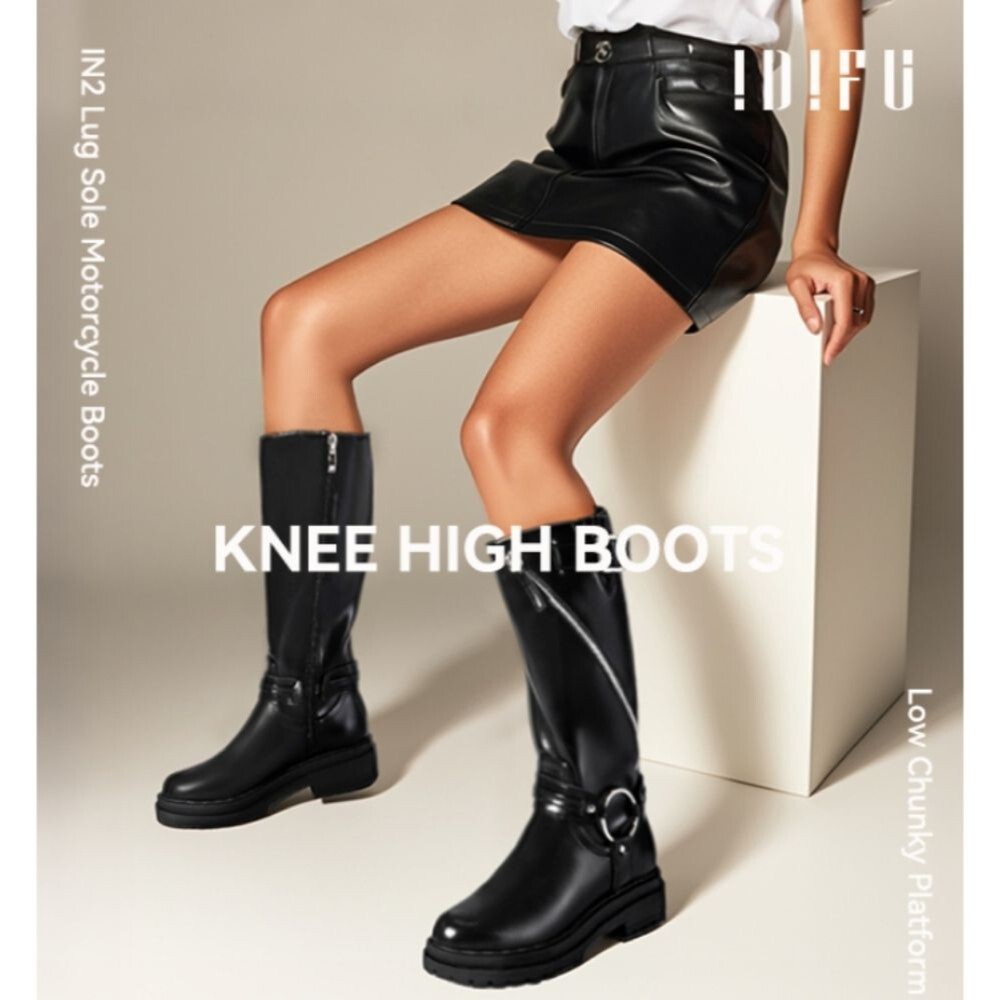 IDIFU Black Riding Boots With 2 In Platform Size 5.5 NWOT